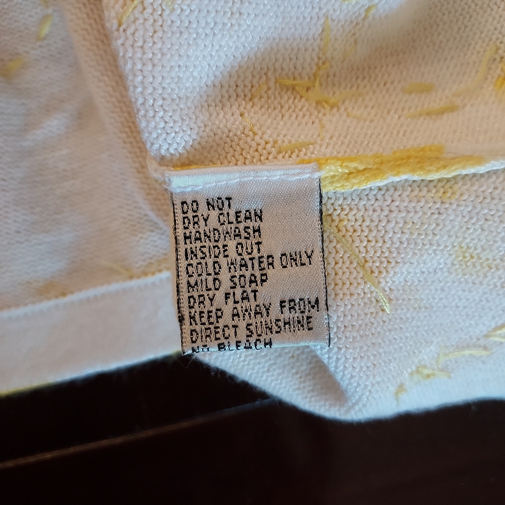 Beaded & Embroidered Yellow Flowered Cardigan Sweater By Just B. Sz. L. - Picture 9 of 13